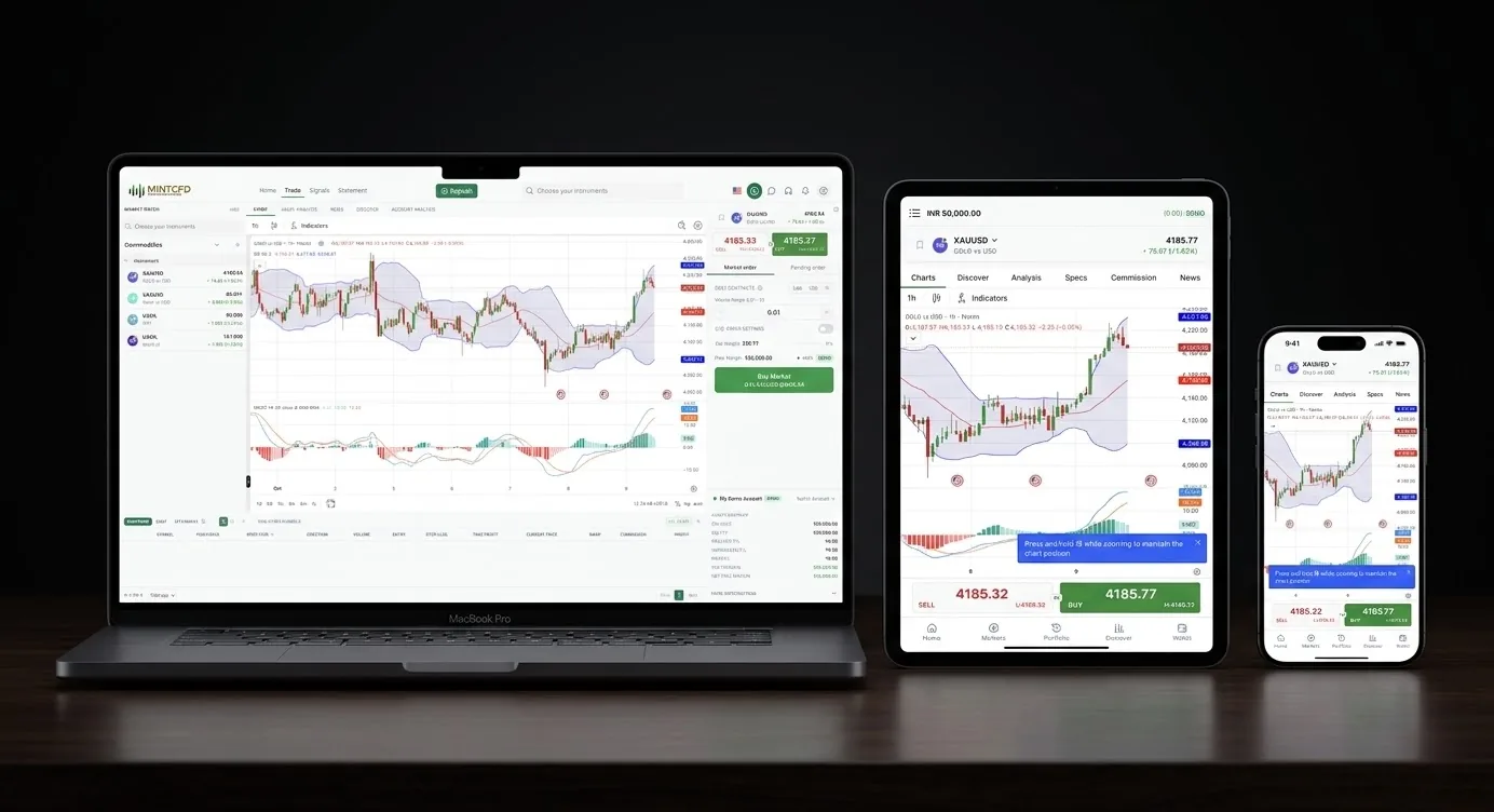 MintCFD Trader on desktop, tablet, and mobile